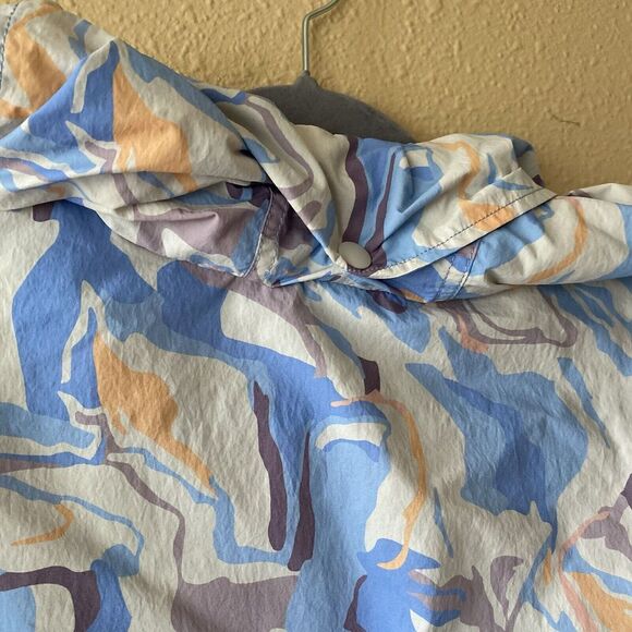 Eddie Bauer Jacket Womens PXL Windpac Peak Blue Marble‎ Shell Hooded Waist pack - Picture 13 of 13